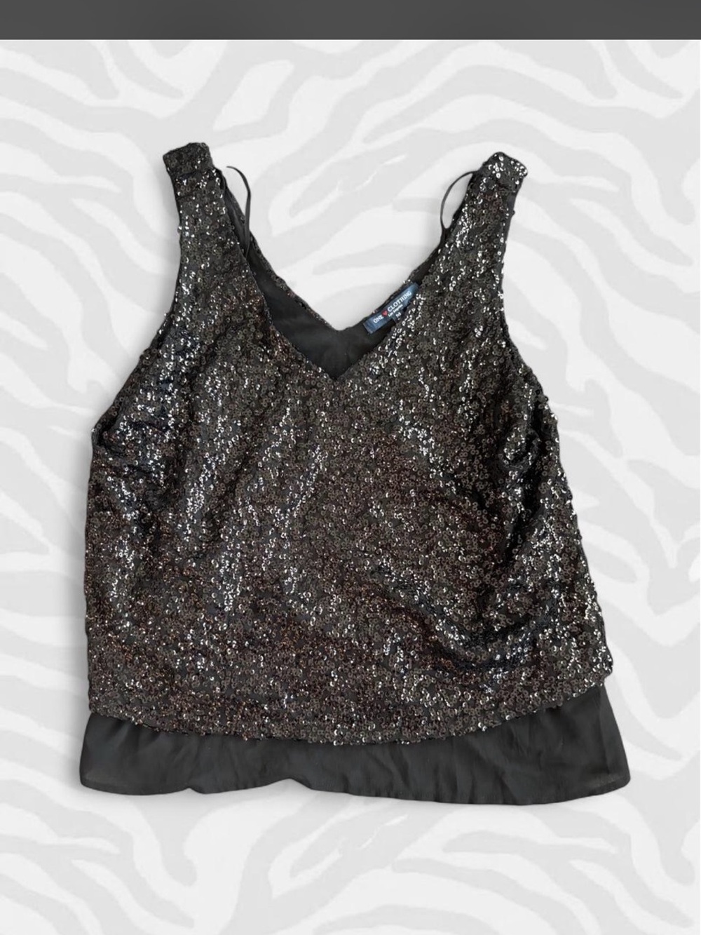 one clothing Black Sequin V-Neck Camisole